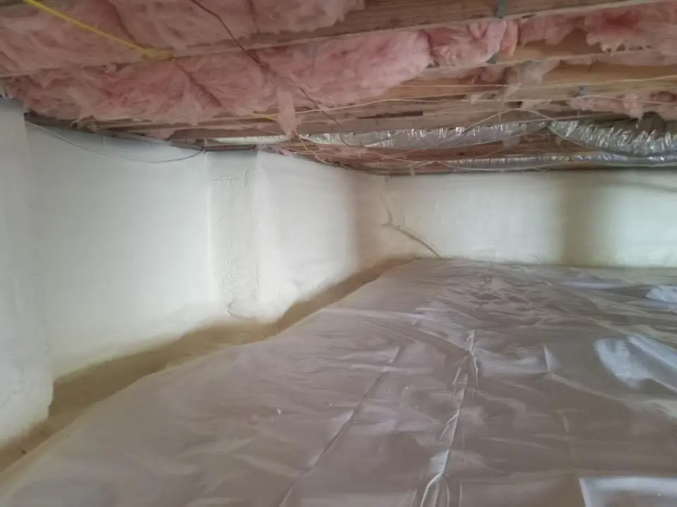 Crawl space encapsulation with closed-cell spray foam for Metal Roof Coating in Meridian